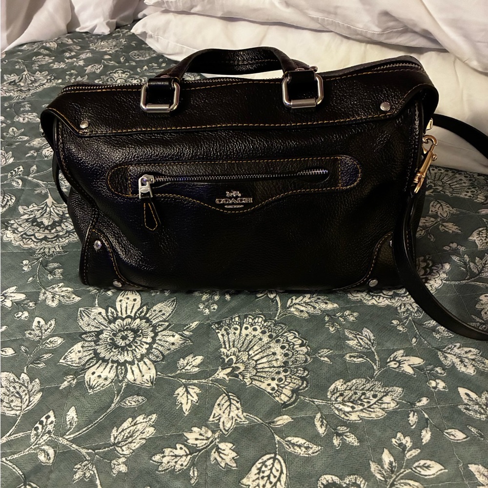 Coach Millie Satchel Handbag Black Leather Great Condition No Flaws No Smells - Picture 12 of 15